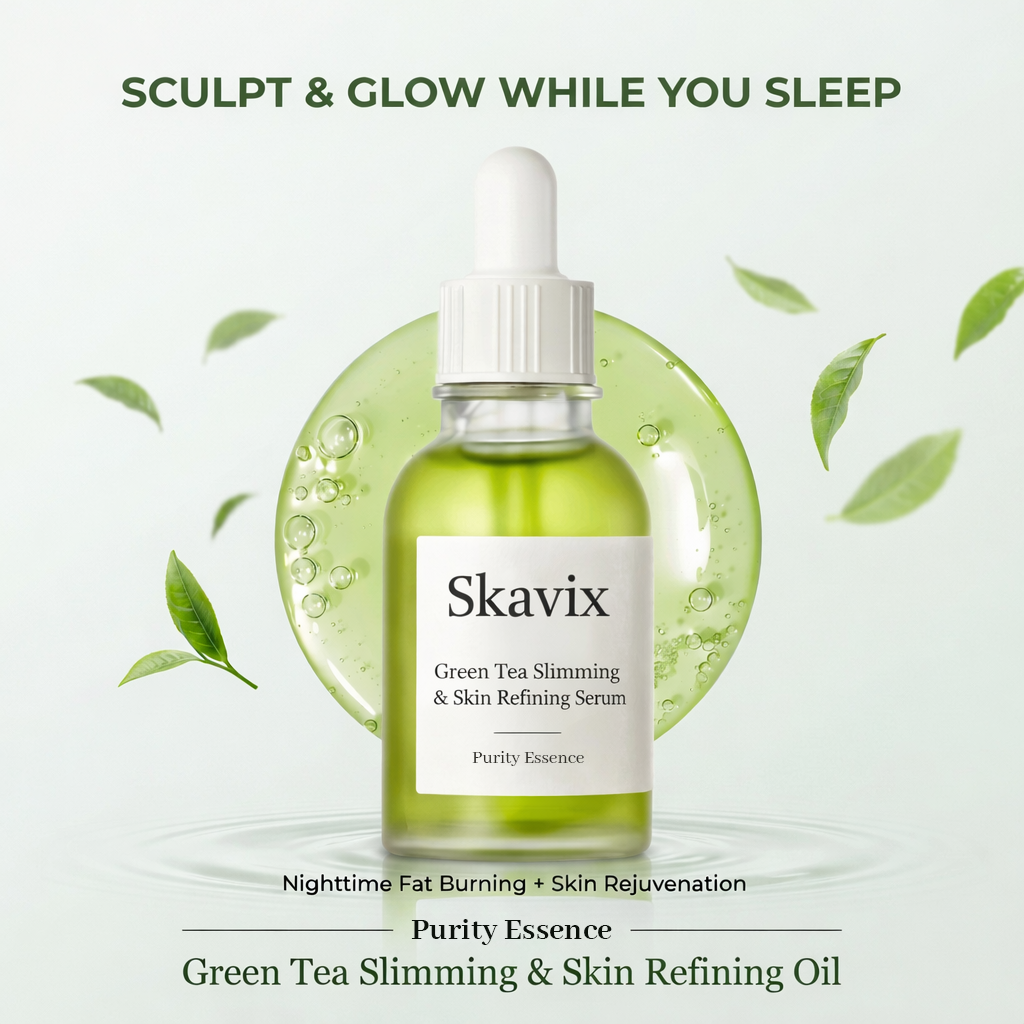 🌿Skavix Green Tea Slimming & Skin Refining Serum — Sculpt & Glow Overnight💥