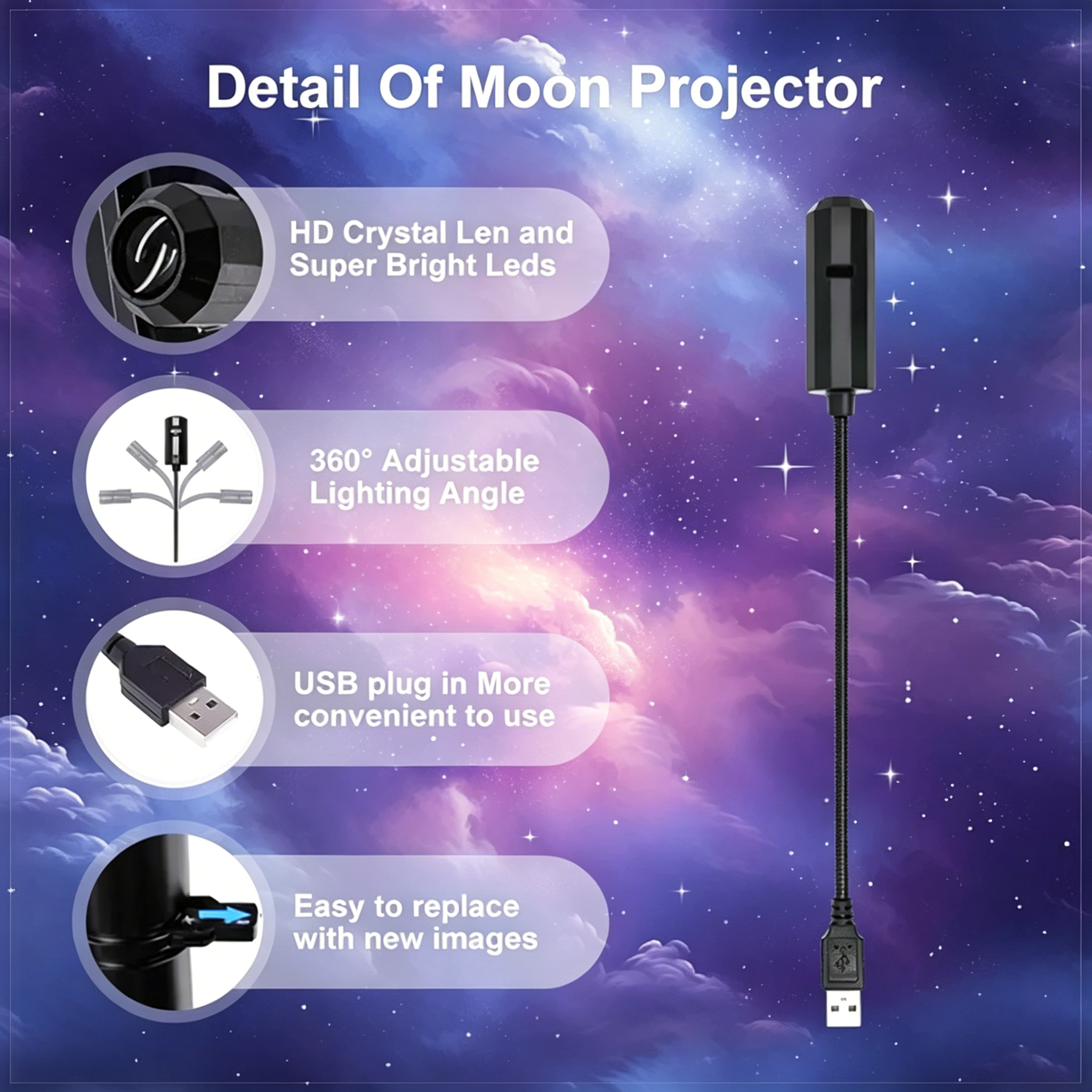 Mother's Day Gift | USB Projector Light Soft Light for Peaceful Nights