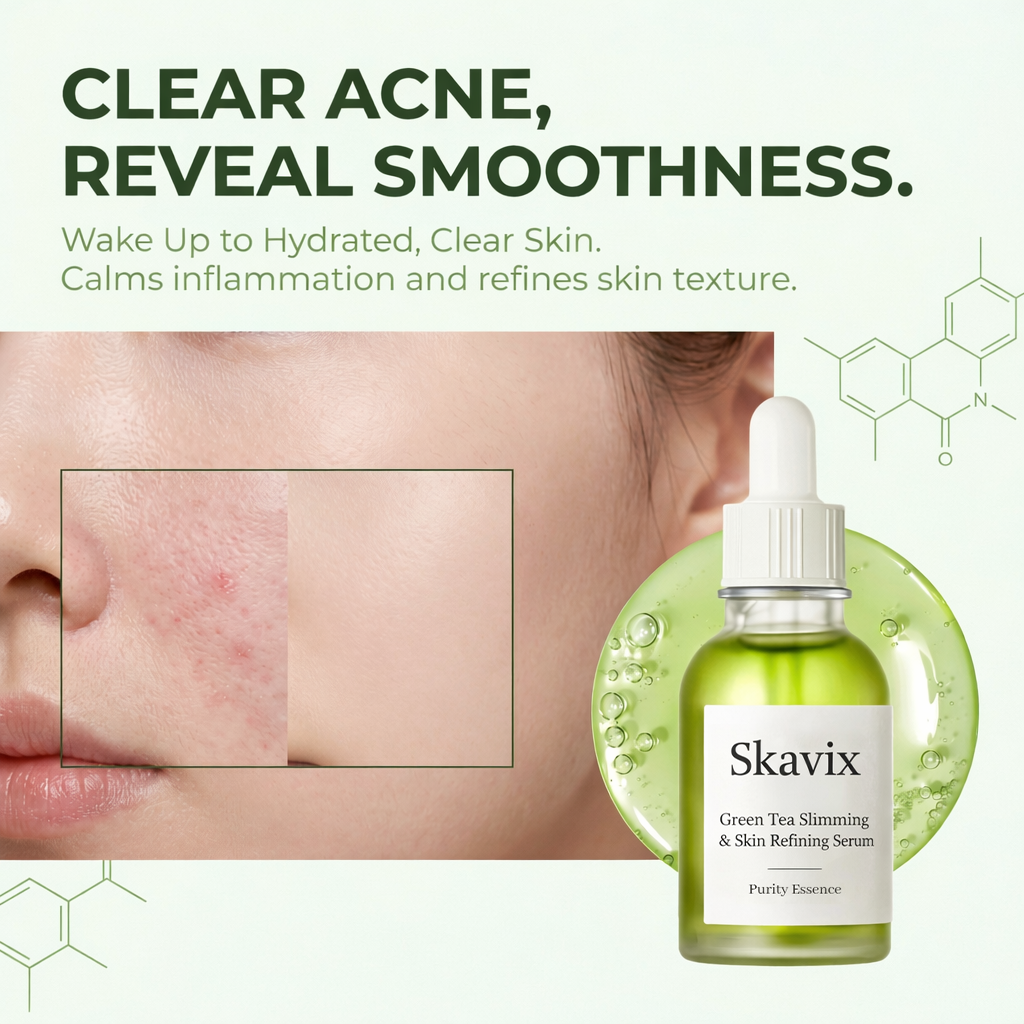 🌿Skavix Green Tea Slimming & Skin Refining Serum — Sculpt & Glow Overnight💥
