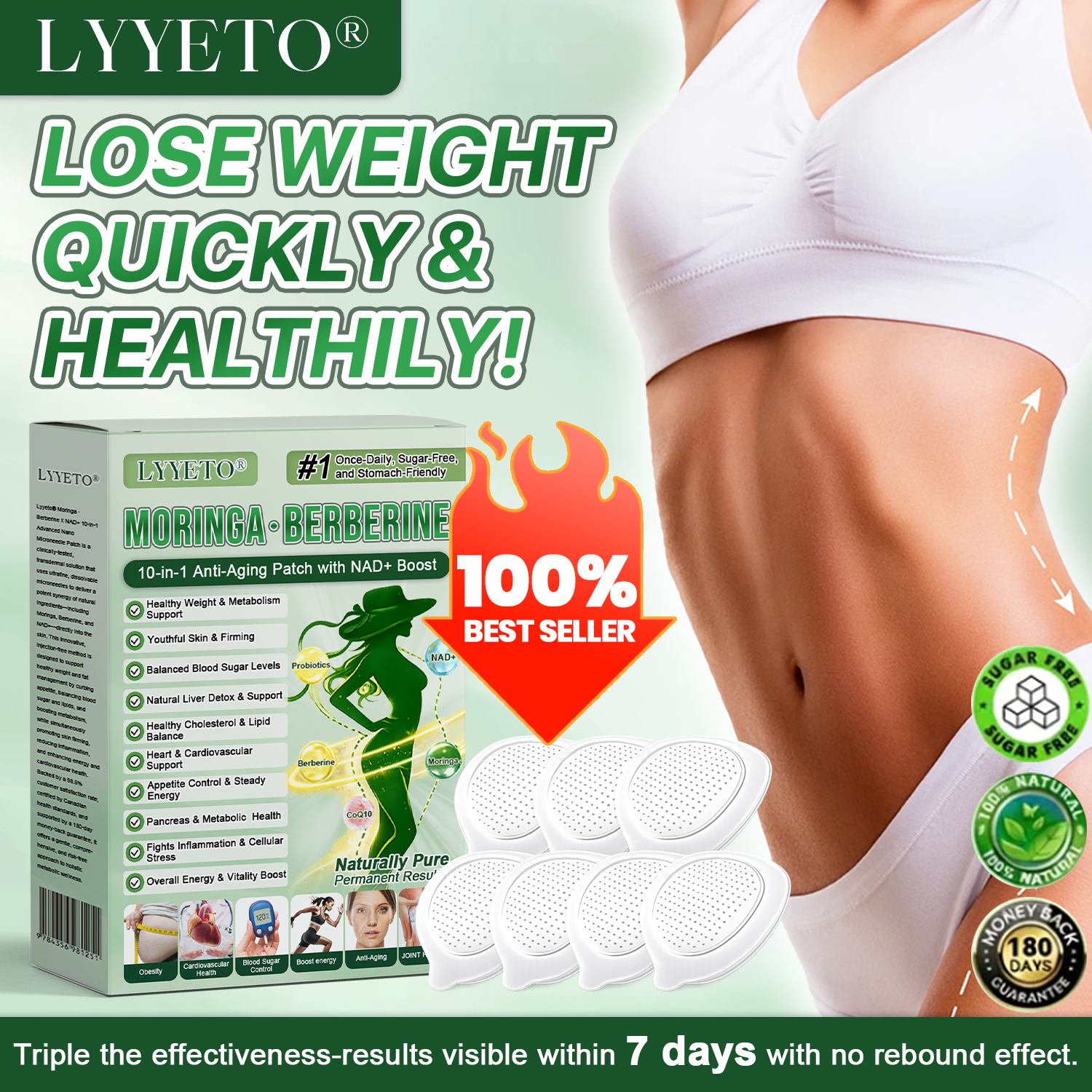 🇺🇸 Official Store | ☀️☀️ Moringa Berberine + NAD+ 10-in-1 Nano Microneedle Patch(Just once a day, visible changes in 7 days)