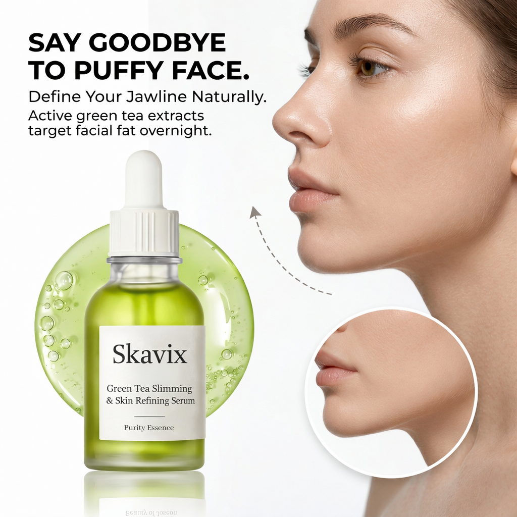 🌿Skavix Green Tea Slimming & Skin Refining Serum — Sculpt & Glow Overnight💥