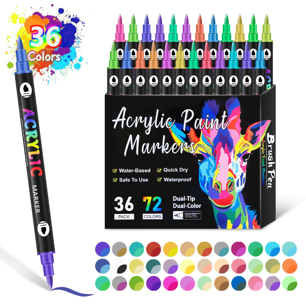 🔥Dual Tip Acrylic Paint Pen Marker - 24/48/72/120Colors