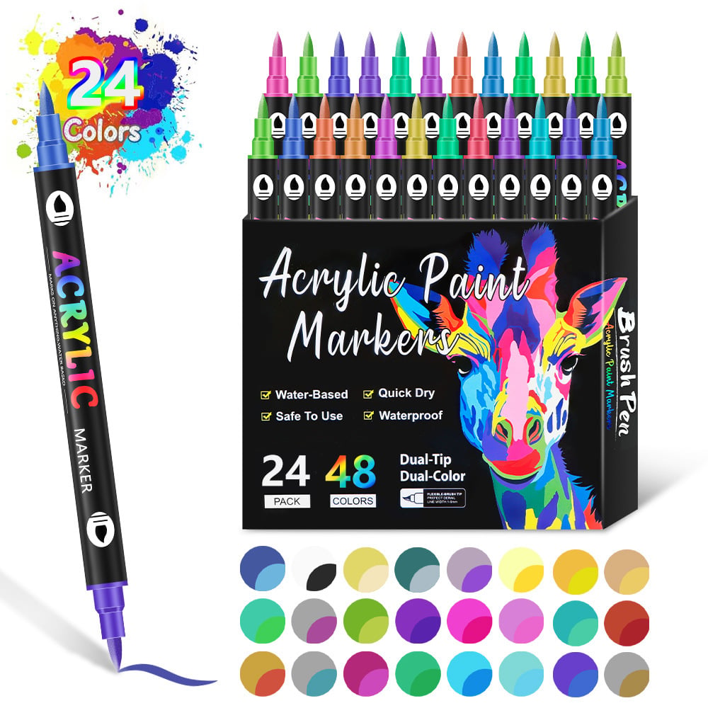 🔥Dual Tip Acrylic Paint Pen Marker - 24/48/72/120Colors